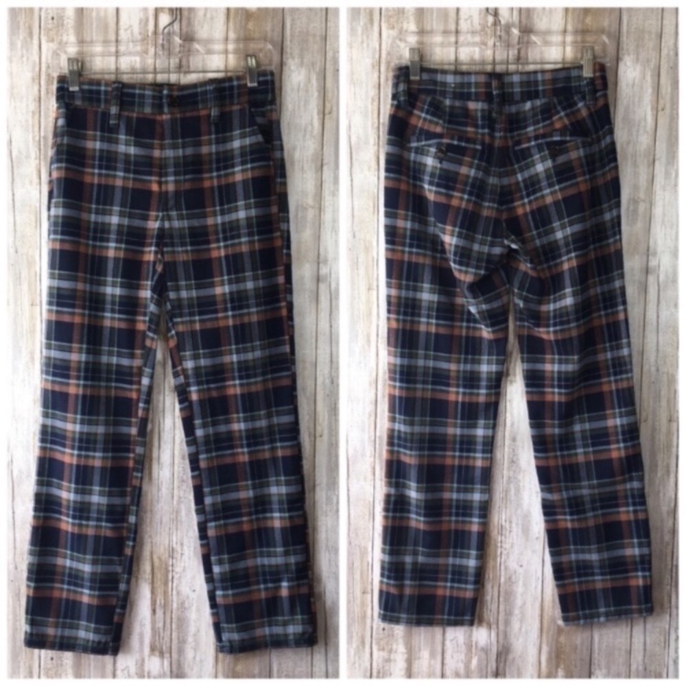 American Eagle Super High Rise Skinny Blue Plaid Trousers